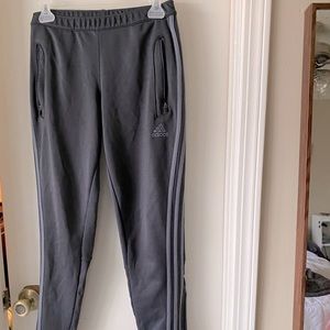charcoal gray, adidas, soccer joggers